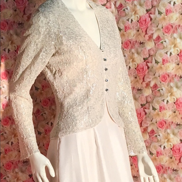 2pc long silky & sparkling evening dress - Picture 7 of 8